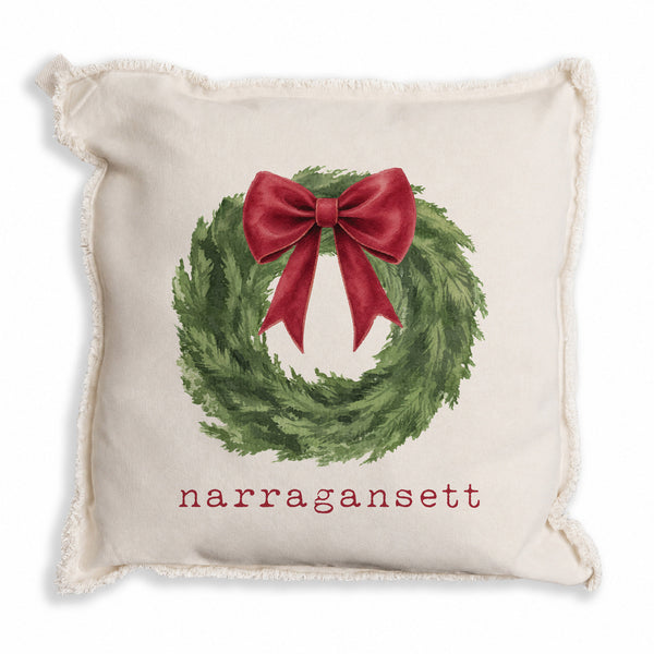 Holiday Wreath Personalized Pillow