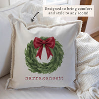 Holiday Wreath Personalized Pillow