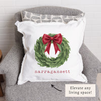Holiday Wreath Personalized Pillow