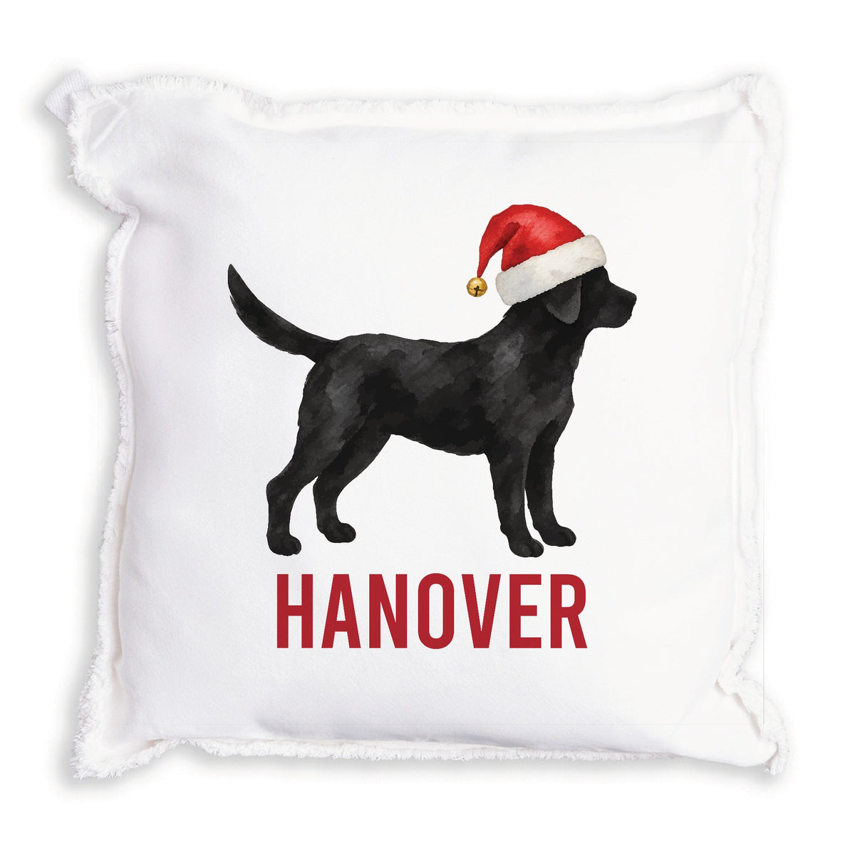 Black Lab Santa Hat Personalized Pillow