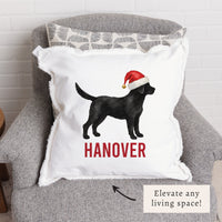 Black Lab Santa Hat Personalized Pillow