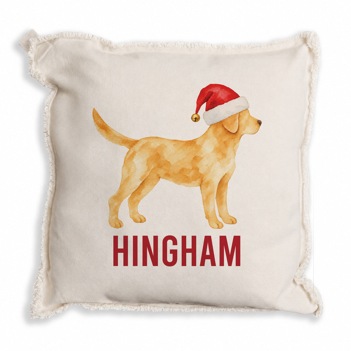Yellow Lab Santa Hat Personalized Pillow