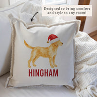 Yellow Lab Santa Hat Personalized Pillow