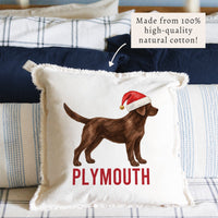 Chocolate Lab Santa Hat Personalized Pillow