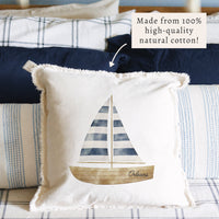 Watercolor Sailboat Personalized Pillow