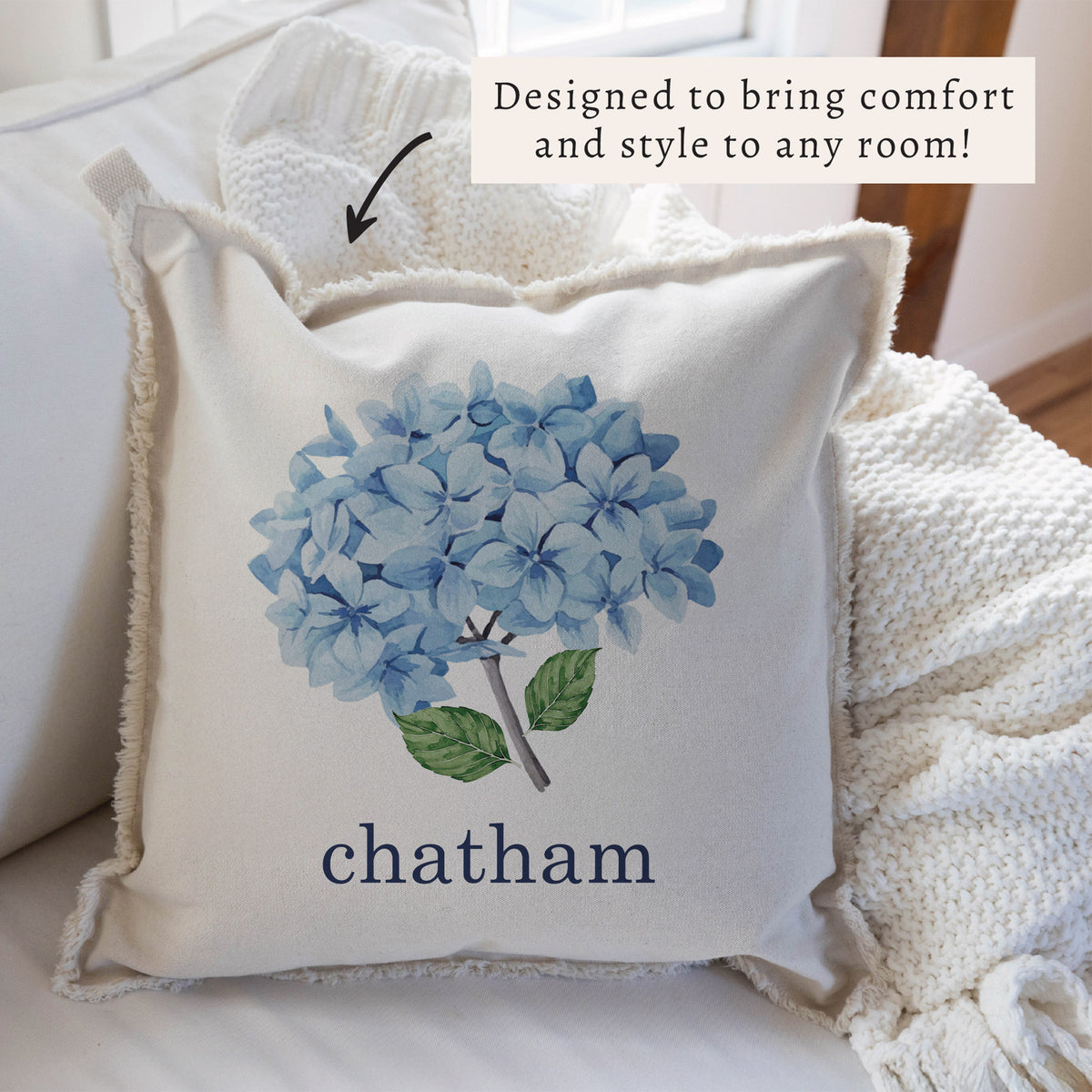 Blooming Hydrangea Personalized Pillow