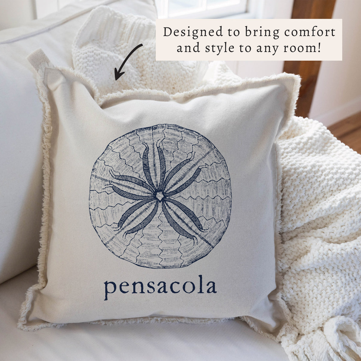 Sand Dollar Sketch Personalized Pillow