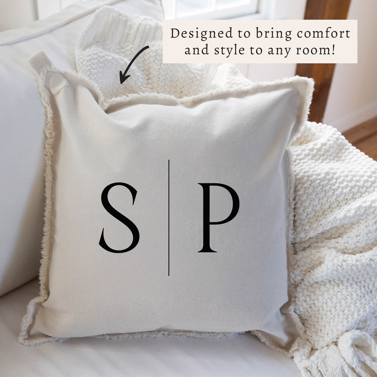 Initials Line Personalized Pillow
