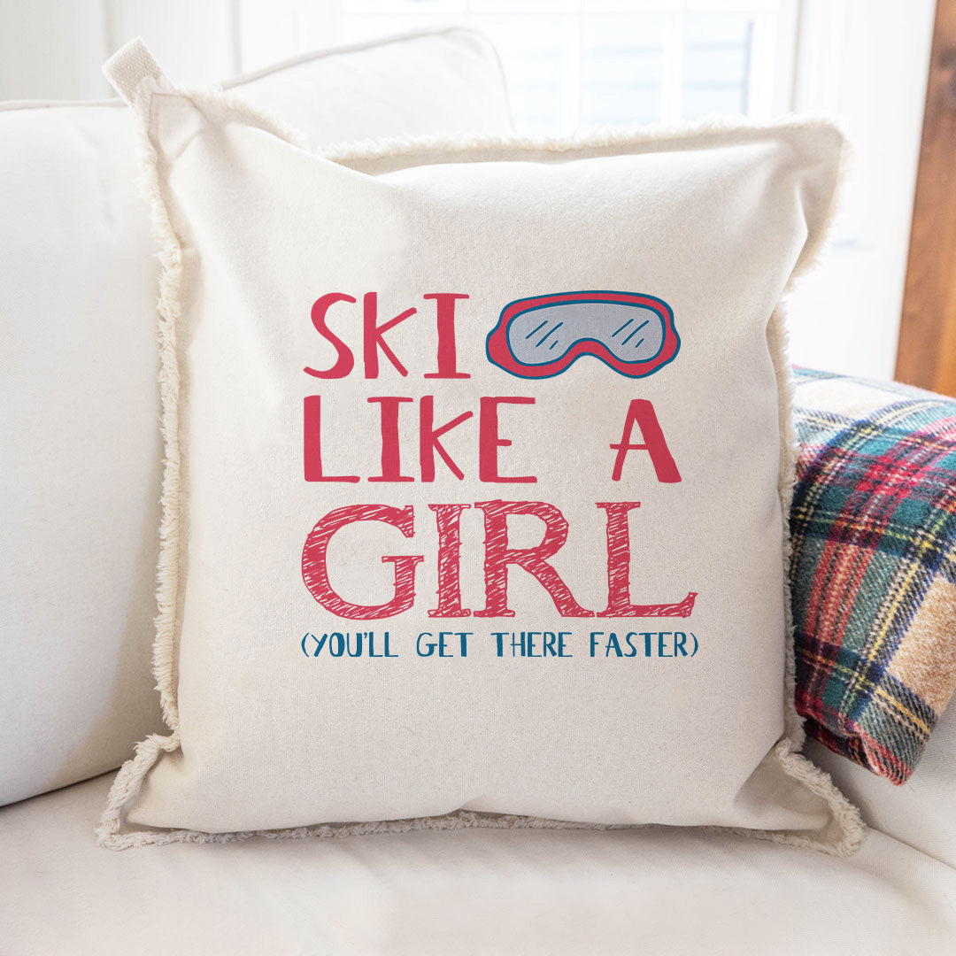 Ski like a girl | Pillow Square | Rustic Marlin Natural Ski like a girl | Pillow Square | Rustic Marlin Natural