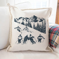 Retro Ski Run Square Pillow