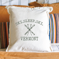 Ski Sleep Ski Personalized Square Pillow