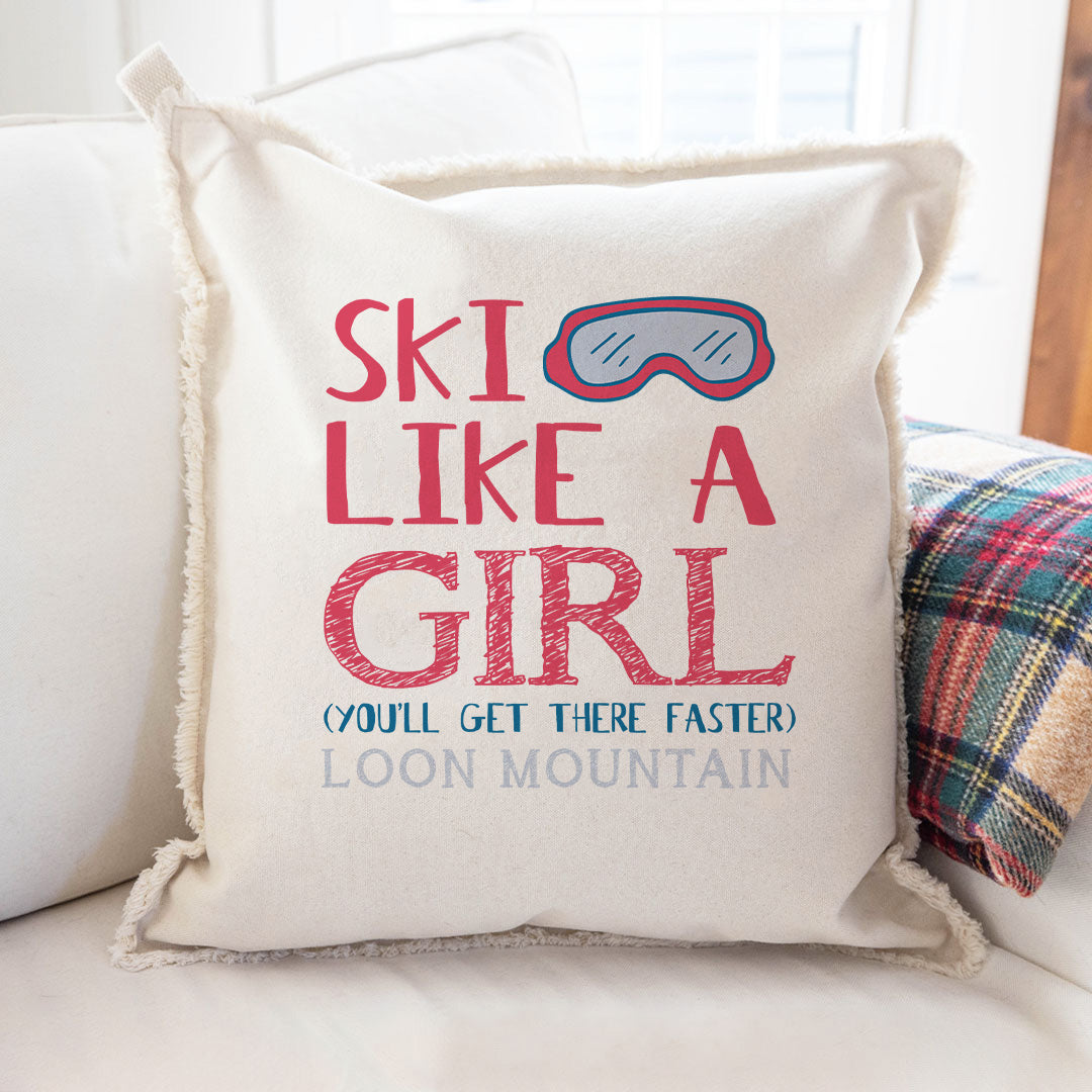 Ski like a girl Personalized Square Pillow