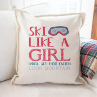 Ski like a girl Personalized Square Pillow