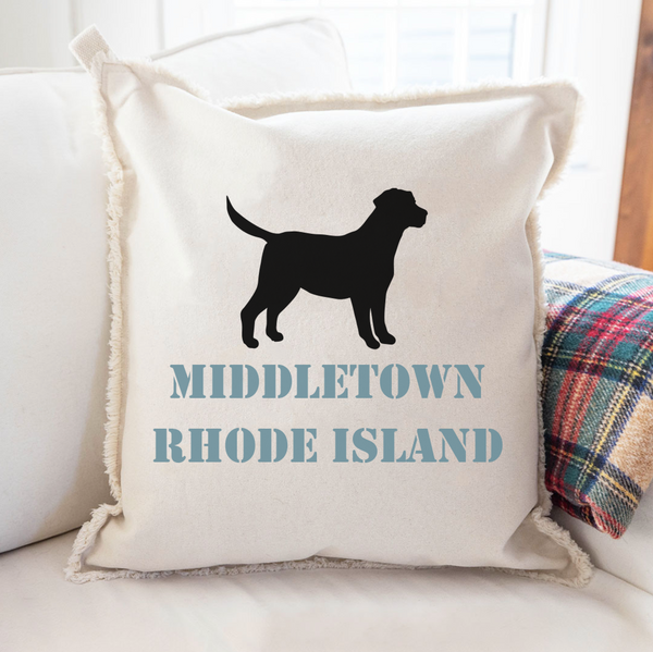 Personalized Dog Two Line Text Square Pillow