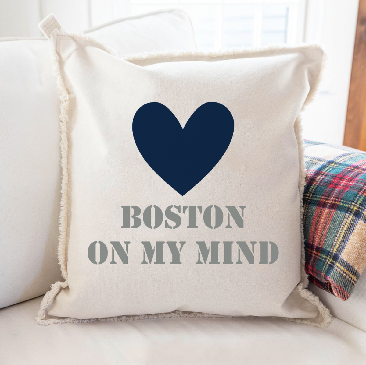 Personalized Heart Two Line Text Square Pillow