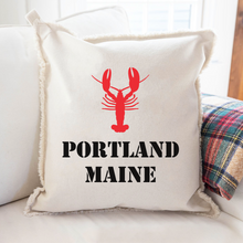 Load image into Gallery viewer, Personalized Lobster Two Line Text Square Pillow
