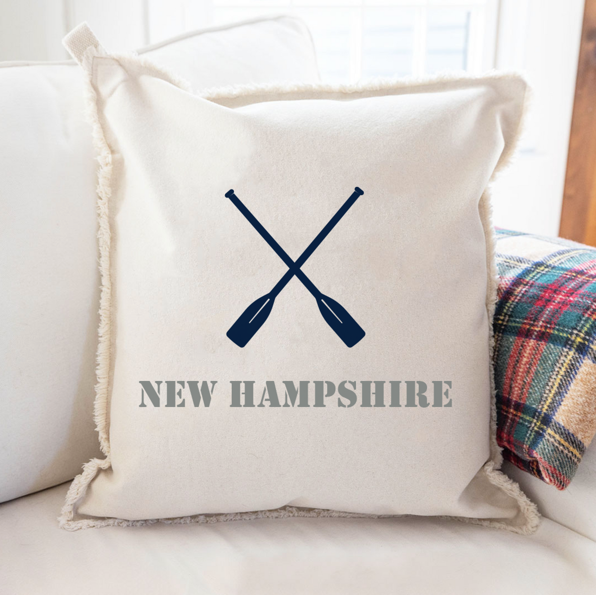 Personalized Oars One Line Text Square Pillow