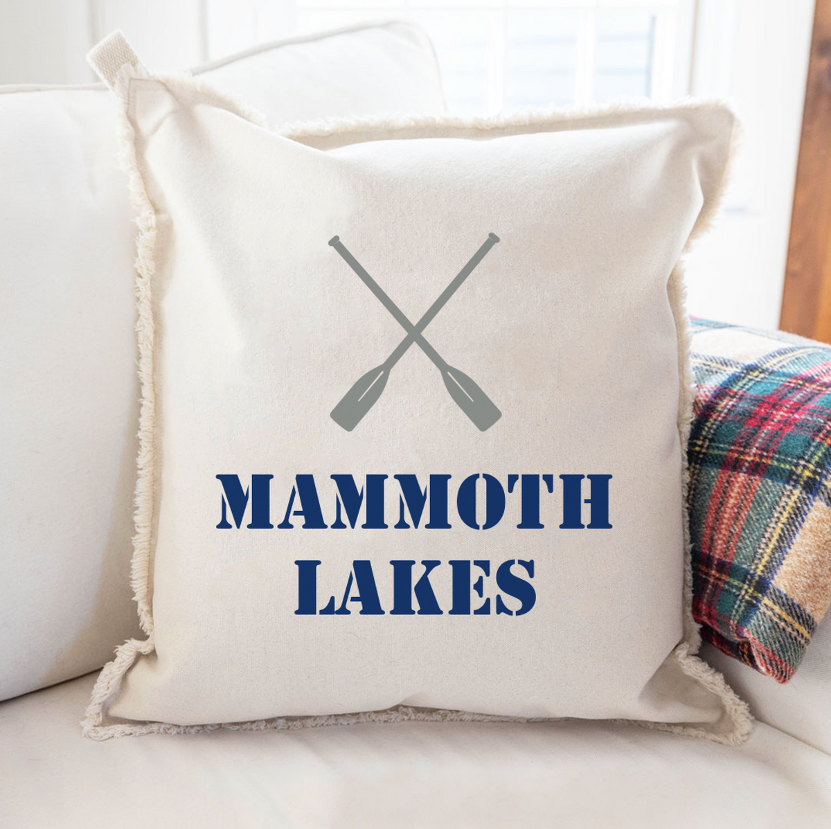 Personalized Oars Two Line Text Square Pillow