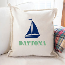 Load image into Gallery viewer, Personalized Sailboat One Line Text Square Pillow
