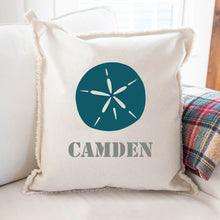 Load image into Gallery viewer, Personalized Sand Dollar One Line Text Square Pillow
