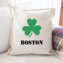 Load image into Gallery viewer, Personalized Shamrock One Line Text Square Pillow
