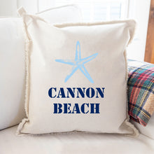 Load image into Gallery viewer, Personalized Starfish Two Line Text Square Pillow
