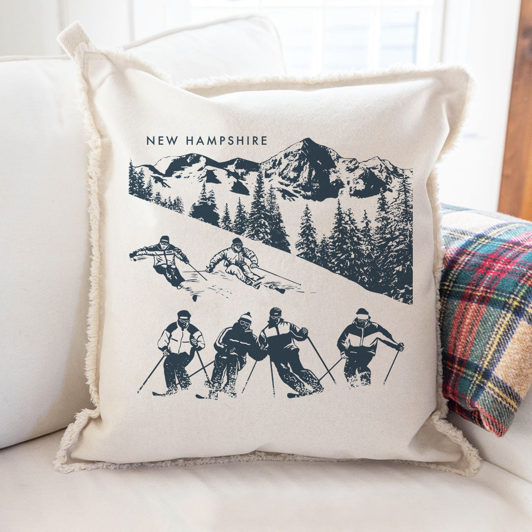 Retro Ski Run Personalized Square Pillow