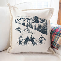 Retro Ski Run Personalized Square Pillow
