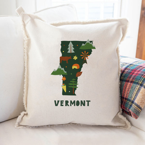Vermont State Icons Square Pillow