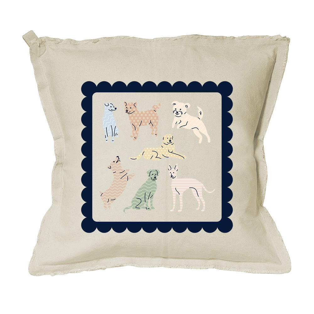 Dogs Stamp Square Pillow