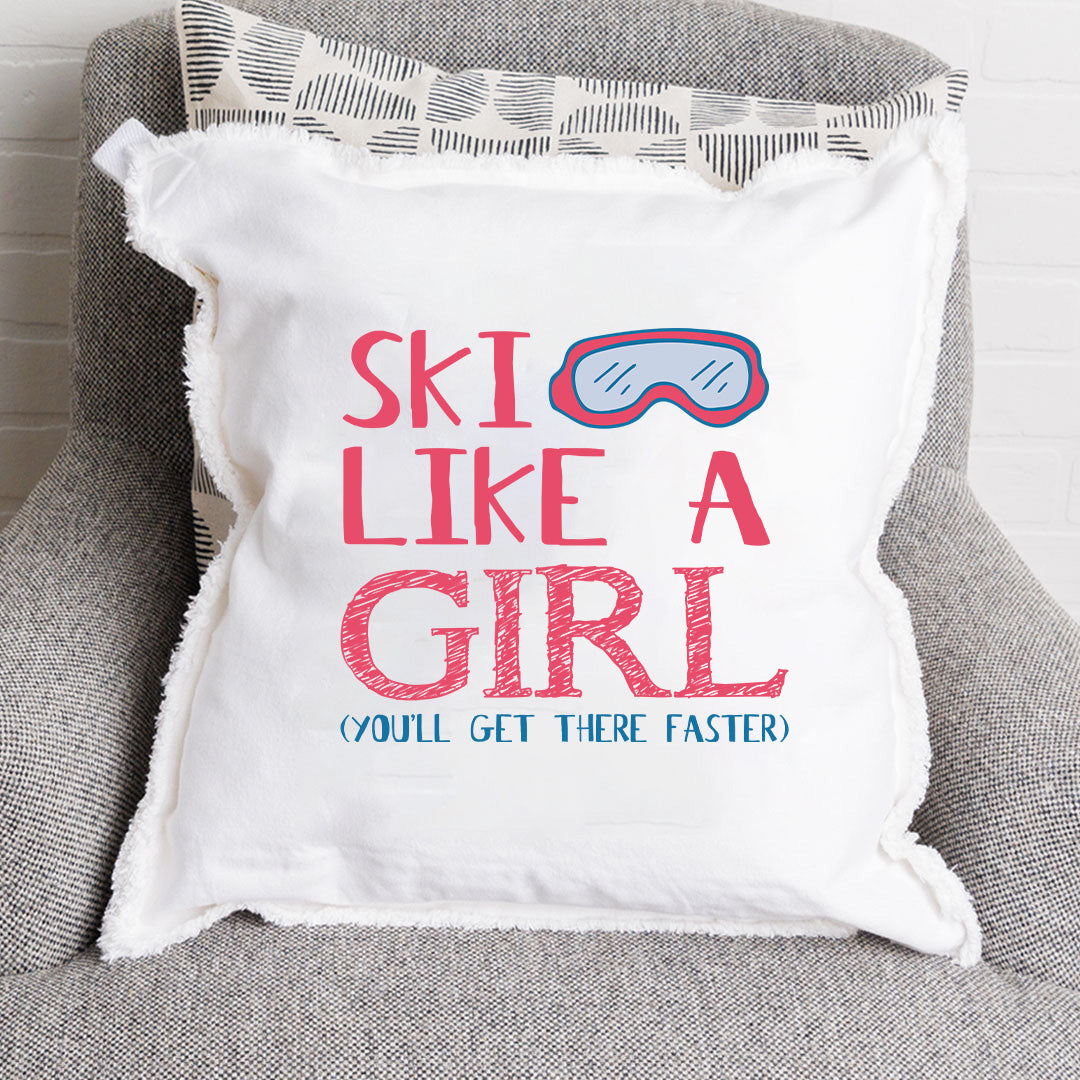 Ski like a girl Square Pillow