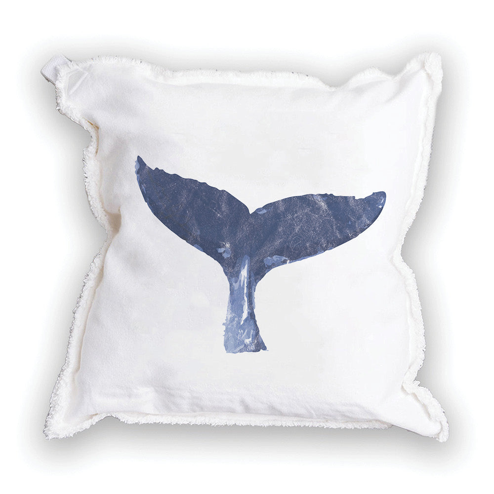 Indigo Whale Tail Square Pillow