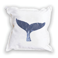 Indigo Whale Tail Square Pillow