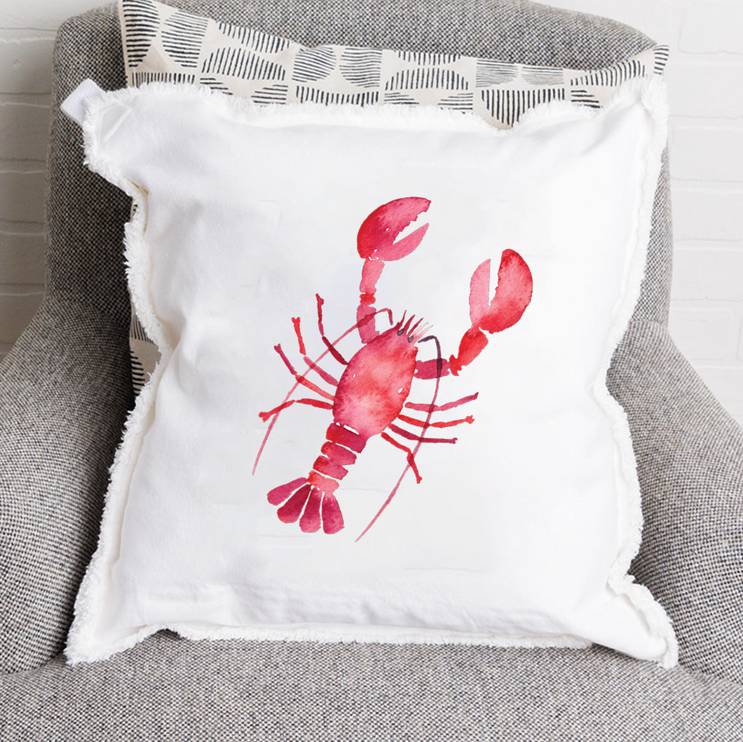 Watercolor Lobster Square Pillow