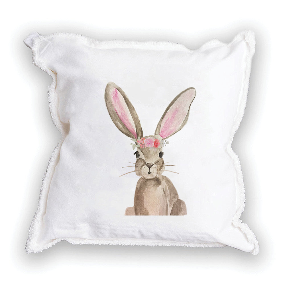 Floral Bunny Square Pillow