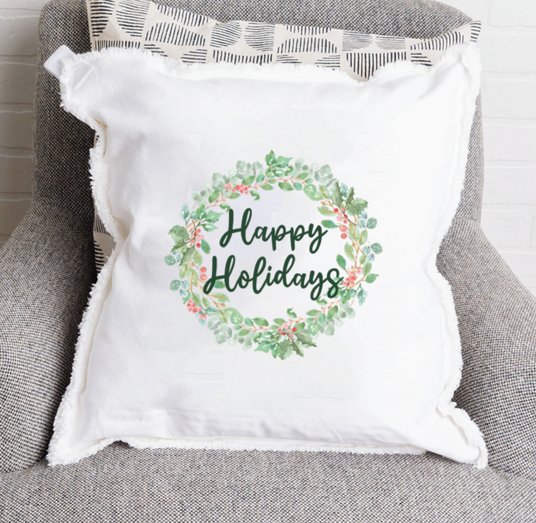 Happy Holidays Square Pillow