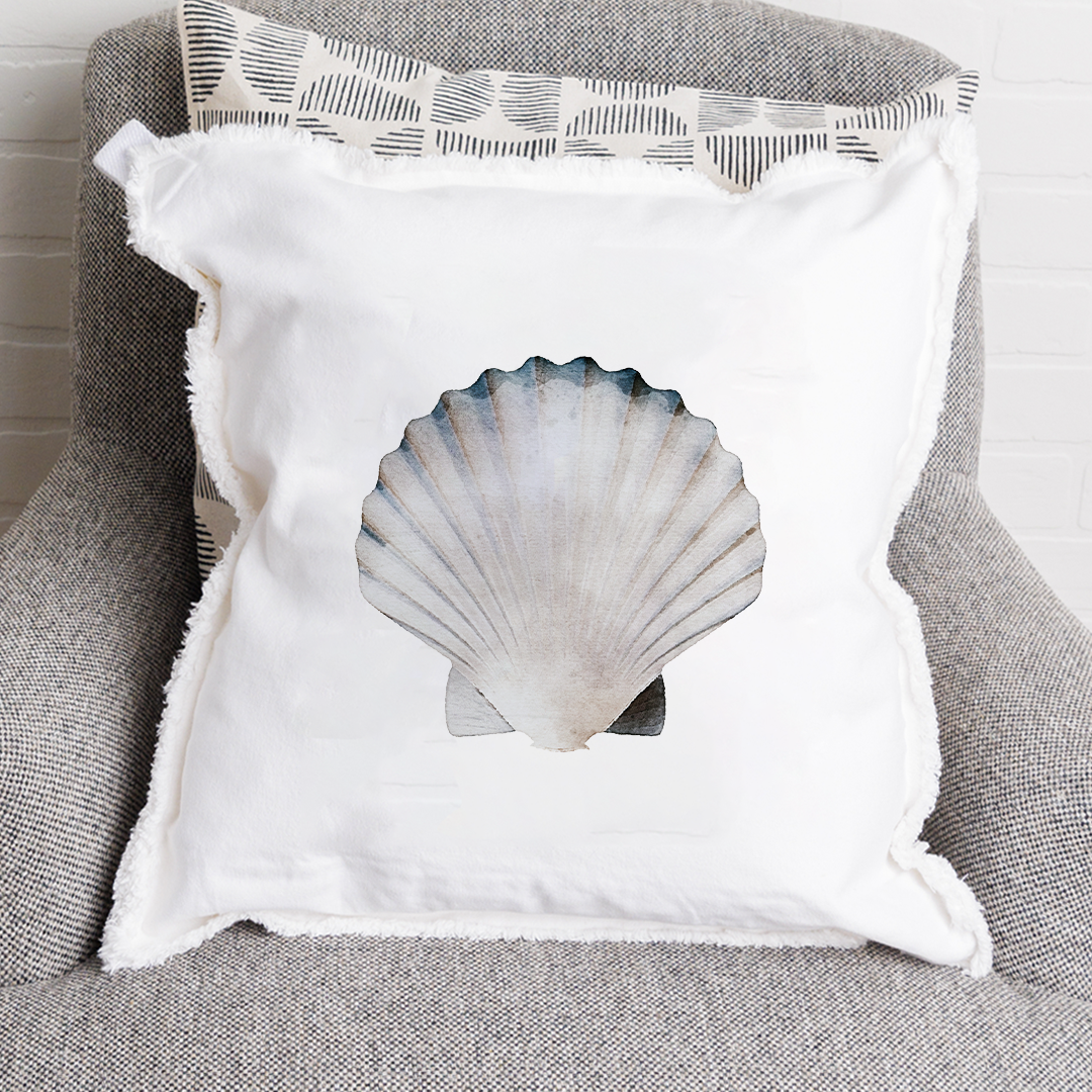 Watercolor Shell Square Pillow