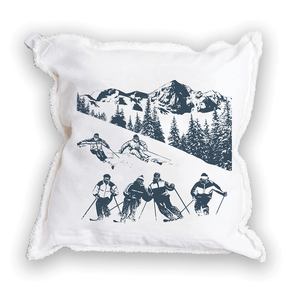 Retro Ski Run Square Pillow