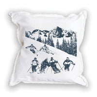 Retro Ski Run Square Pillow