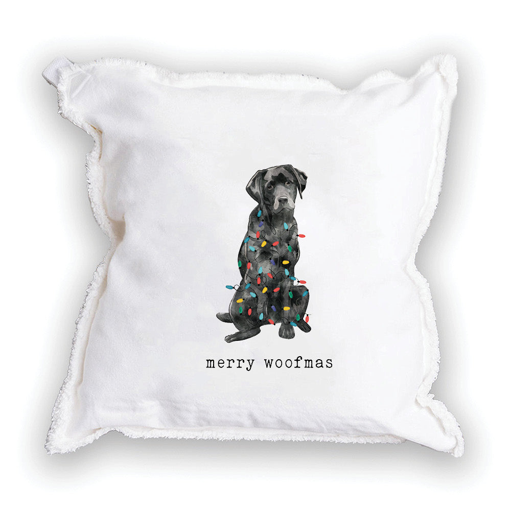 Merry Woofmas Black Lab Square Pillow