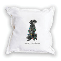 Merry Woofmas Black Lab Square Pillow