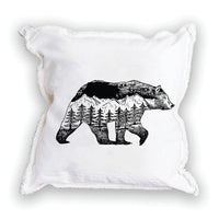 Mountain Scape Bear Square Pillow