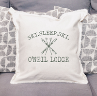 Ski Sleep Ski Personalized Square Pillow