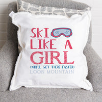Ski like a girl Personalized Square Pillow