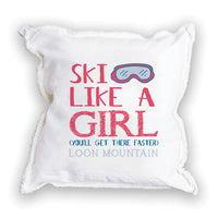 Ski like a girl Personalized Square Pillow