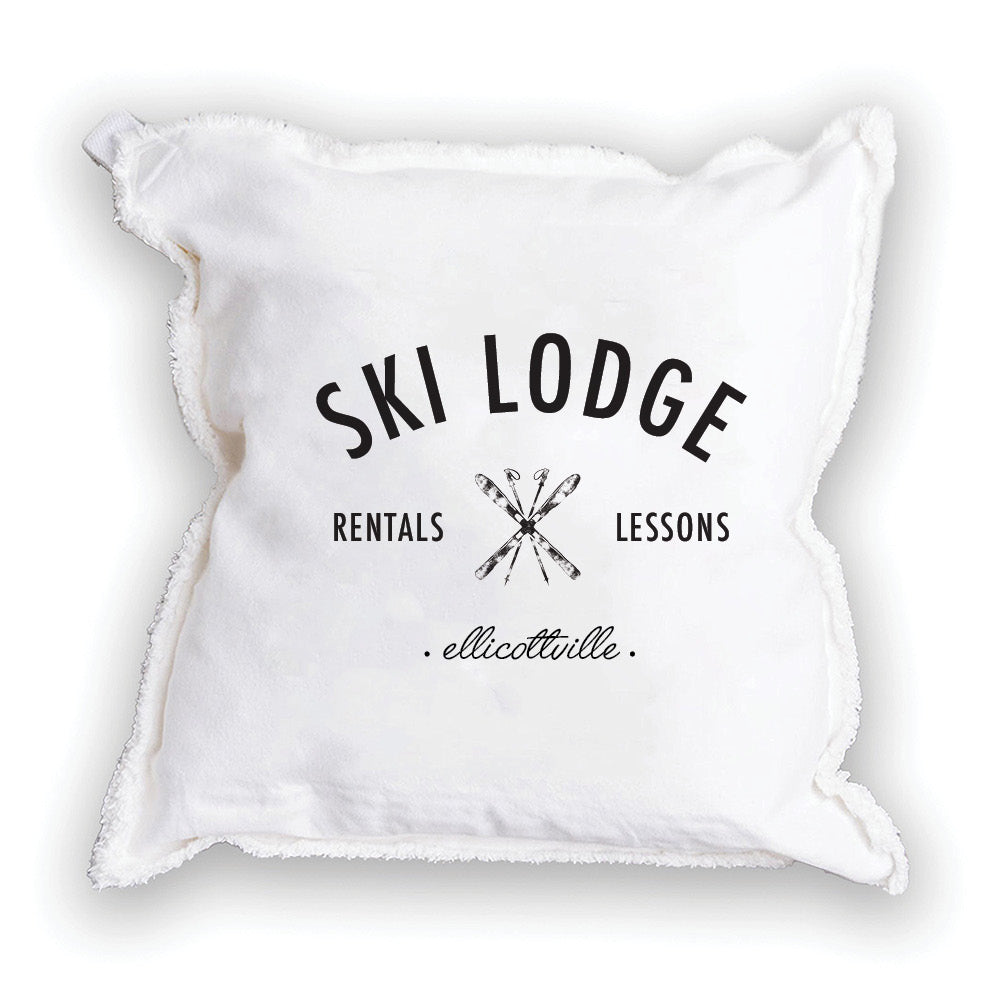 Ski Lodge Personalized Square Pillow