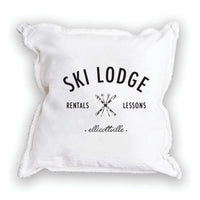 Ski Lodge Personalized Square Pillow