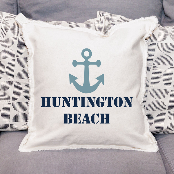 Anchor Two Line Text Personalized Square Pillow