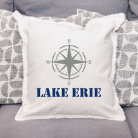 Compass One Line Text Personalized Square Pillow