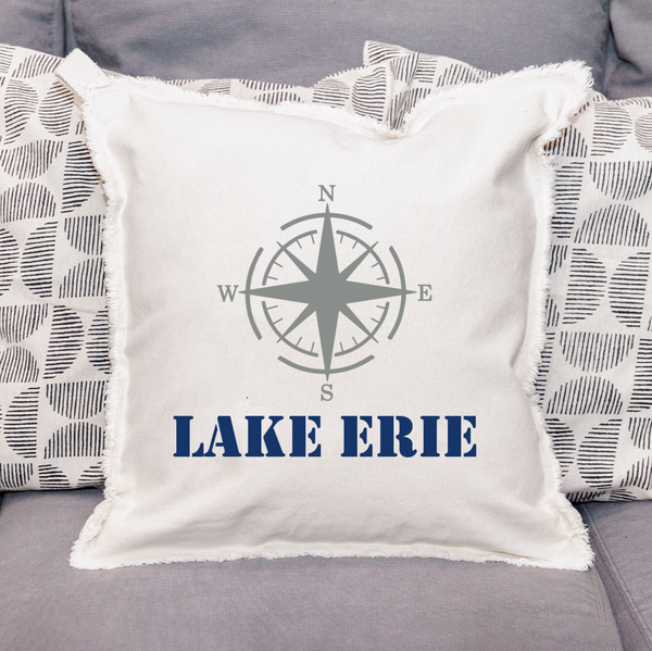 Compass One Line Text Personalized Square Pillow